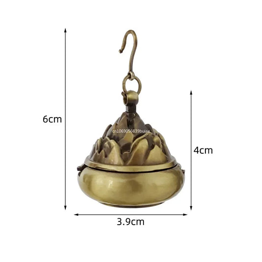 Lotus Flower Incense Burner Retro Hollow Out Zinc Alloy Hanging Lotus Burners Blessing Nasturtium Holder Home Office Decor Peaceful Pleasures Health and Wellness
