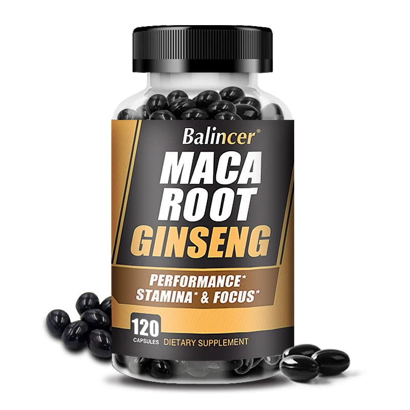 Balincer Men's Health Maca Root Ginseng Extract - Energy Supplement - For Endurance, Strength, Muscle Supplement Peaceful Pleasures Health and Wellness 120 count-1 bottle