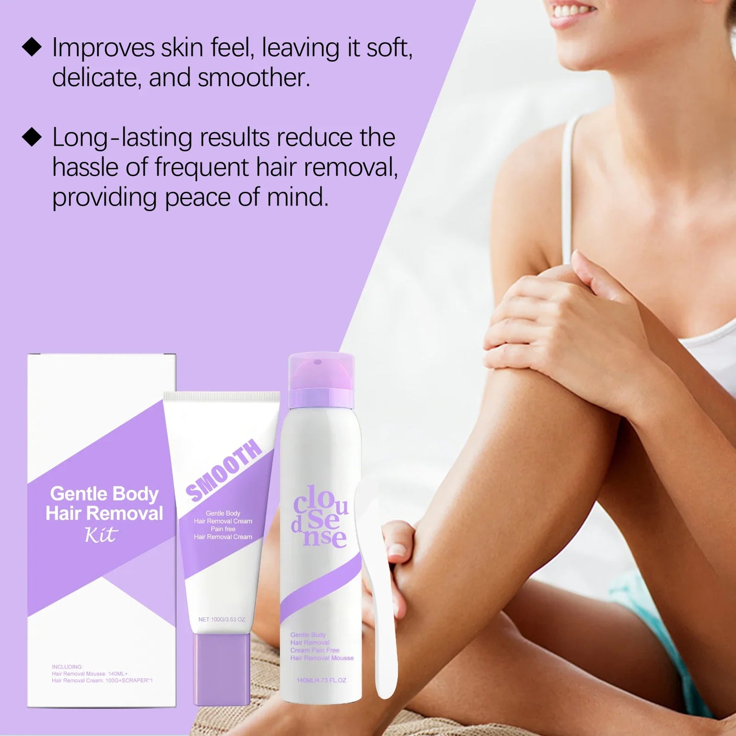 Painless Hair Removal Cream – Legs, Underarms & Intimate Areas