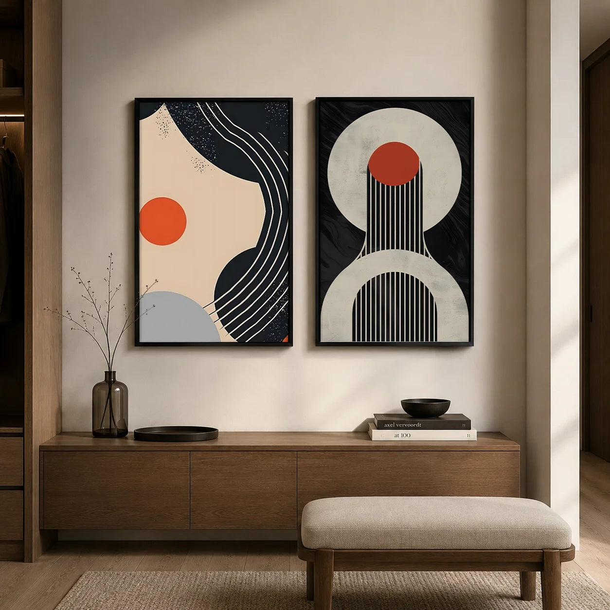 Abstract Geometric Minimalist Canvas Wall Art | Modern Poster Canvas Wall Art Print Peaceful Pleasures Health and Wellness