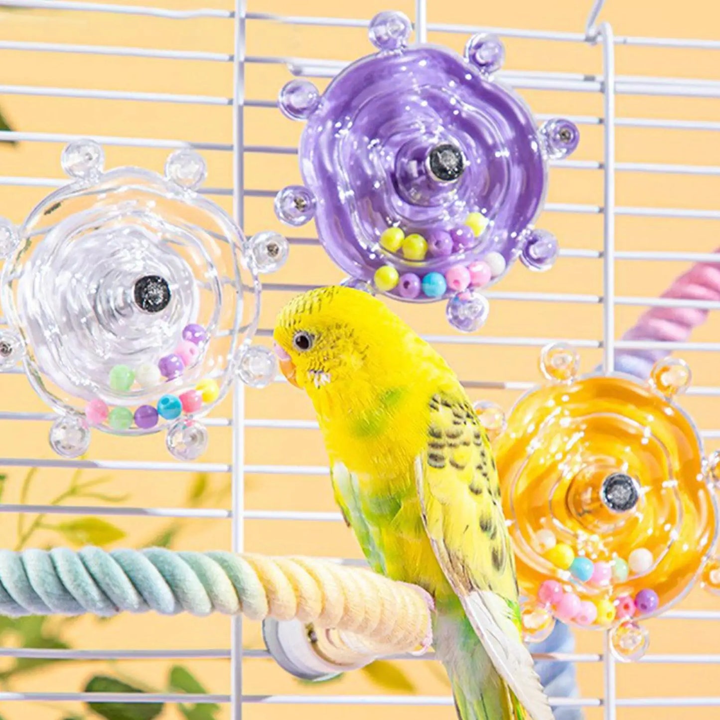 Interactive Rotating Treat Dispenser Bird Toy for Parrots