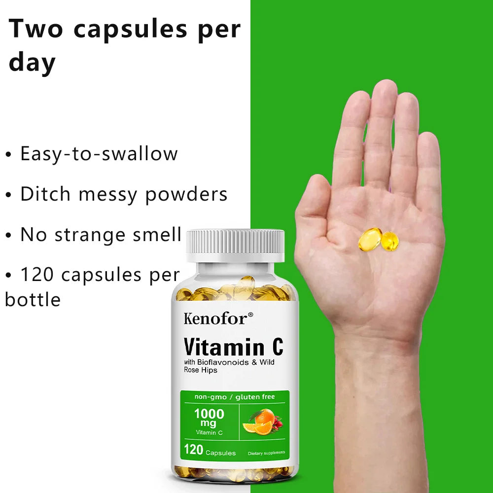 Vitamin C 1000mg - with Citrus, Rose hips,Immune System & Collagen High Potency Fat Soluble Ascorbic Acid Supplement Peaceful Pleasures Health and Wellness