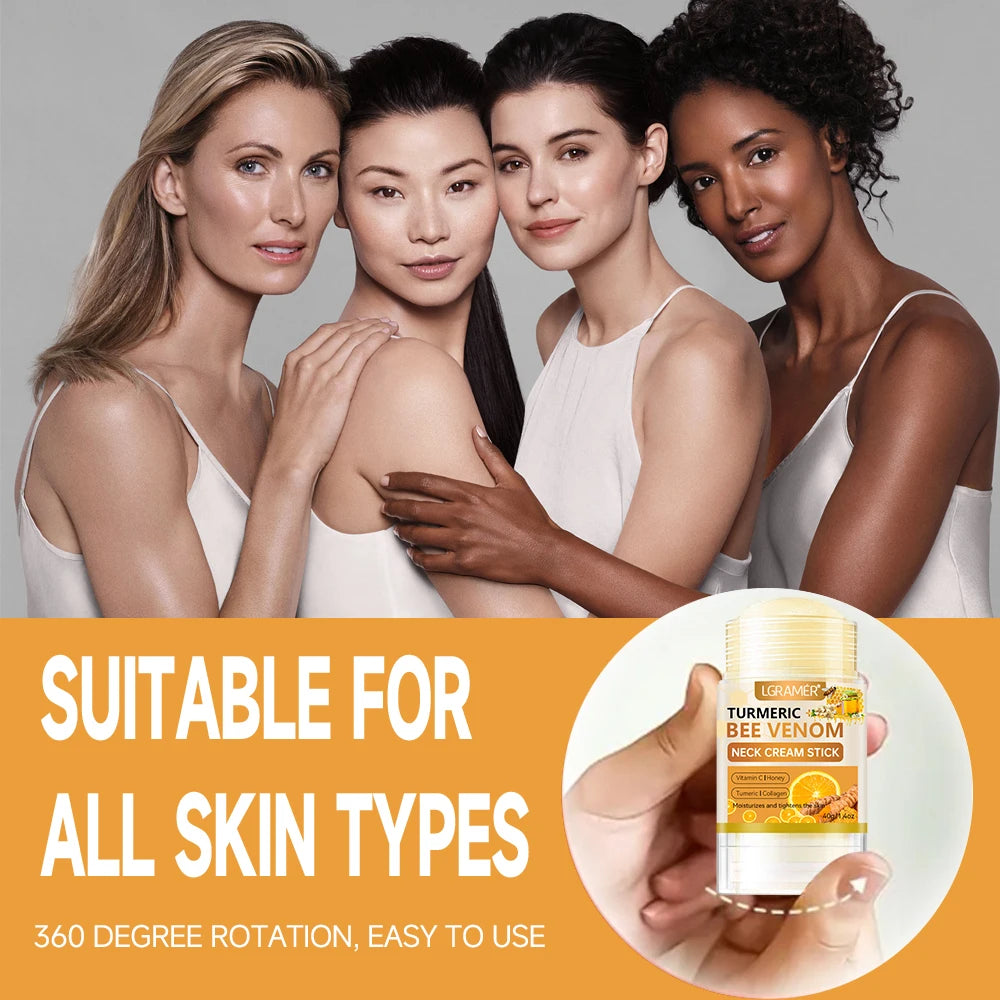 SUYARUN Turmeric Bee Venom Neck Cream Stick - Anti-Aging Firming, Wrinkle Reduction, Portable Moisturizer for all people. Peaceful Pleasures Health and Wellness