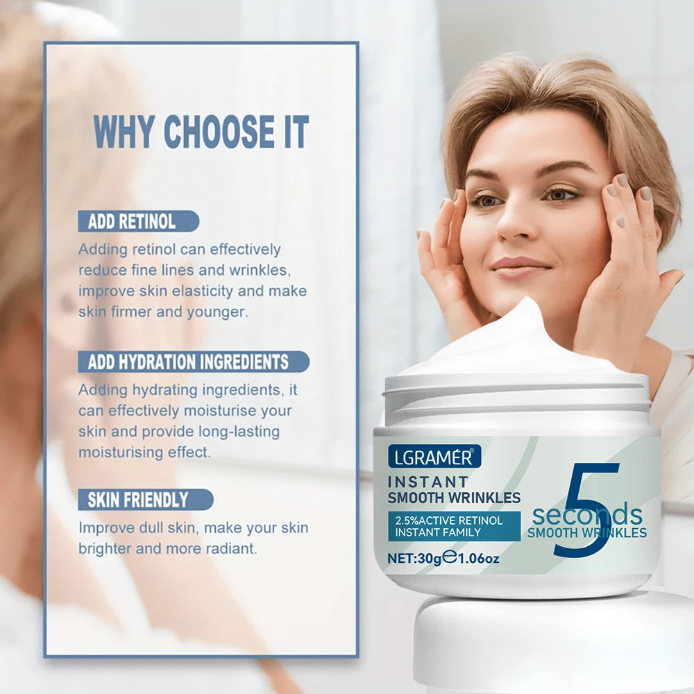5 Seconds Retinol Smooth Wrinkles Cream Nourishing Moisturizer Fade Spot Firming Face Fine Skin Care Lifting Cream Care Products Peaceful Pleasures Health and Wellness