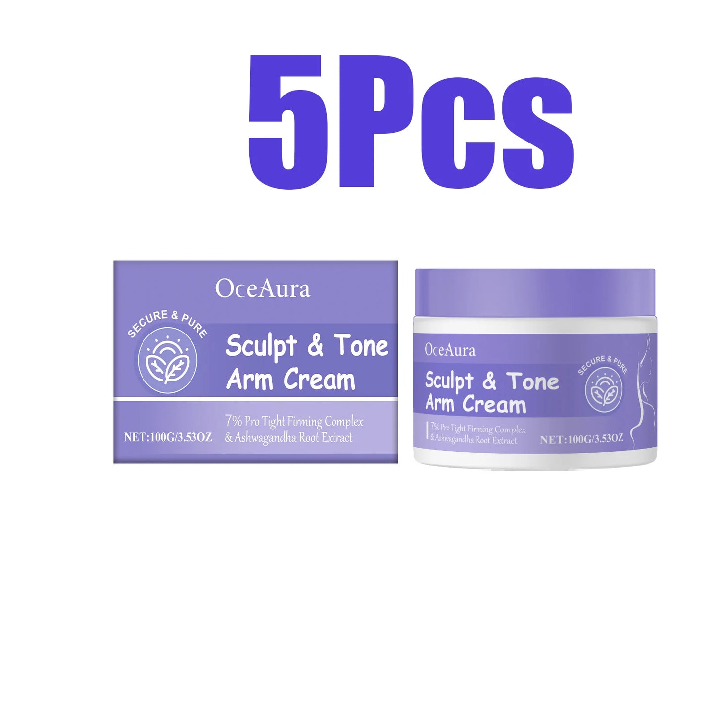Arm Firming Cream – Anti-Aging, Skin Tightening & Sculpting Peaceful Pleasures Health and Wellness 5 x 100g Boxed