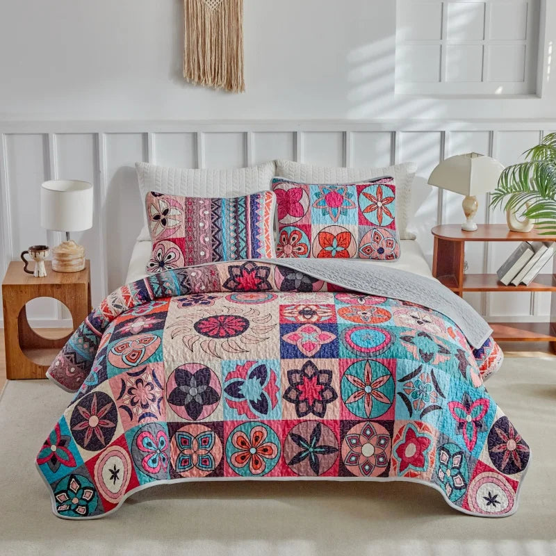 Oversized California King Quilt – Rustic Plaid Lightweight Bedspread