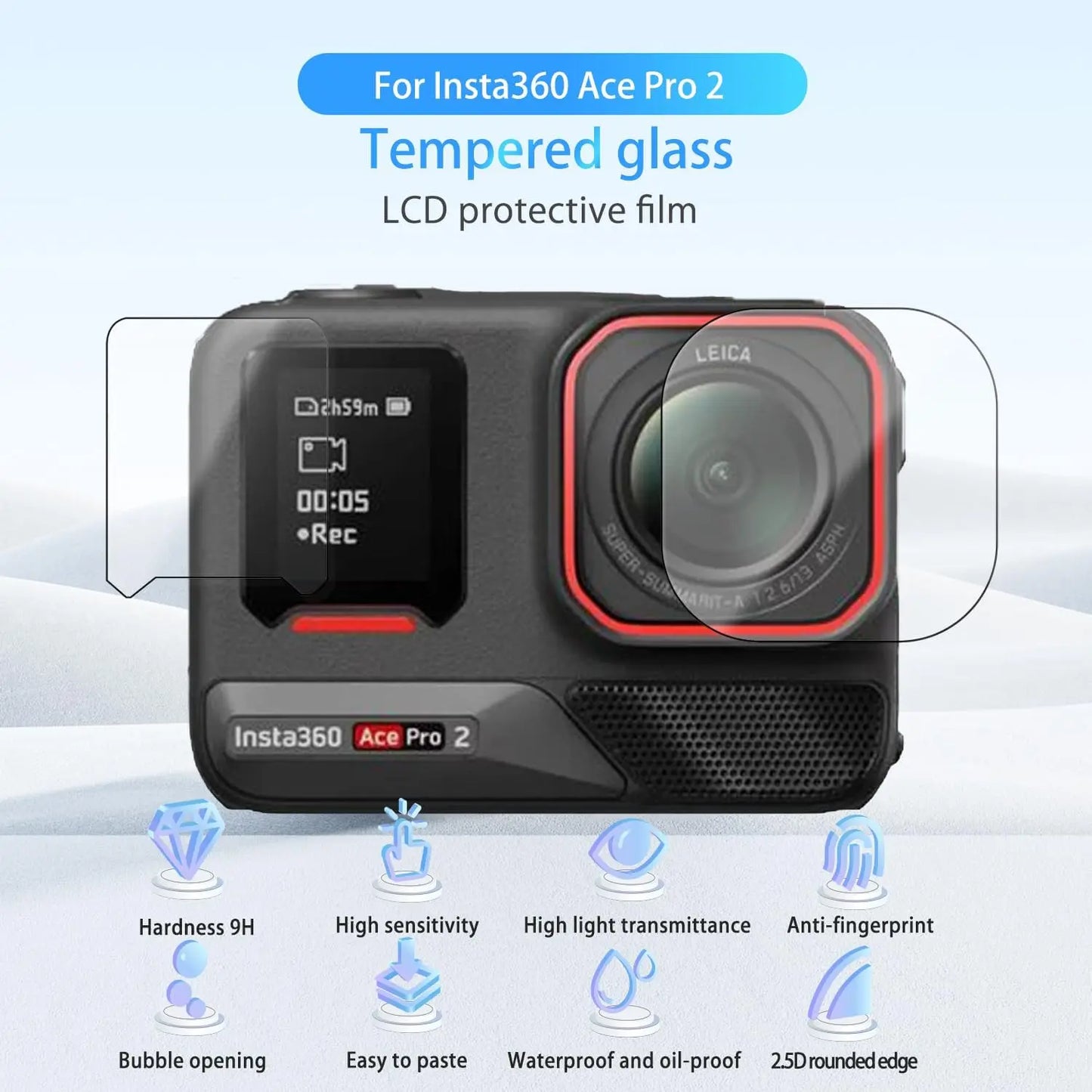 Insta360 Ace Pro 2 Tempered Glass Screen & Lens Protector 9H