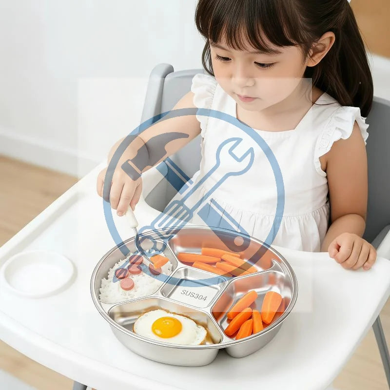 5-Compartment Stainless Steel Food Prep Tray | Hot Pot Serving