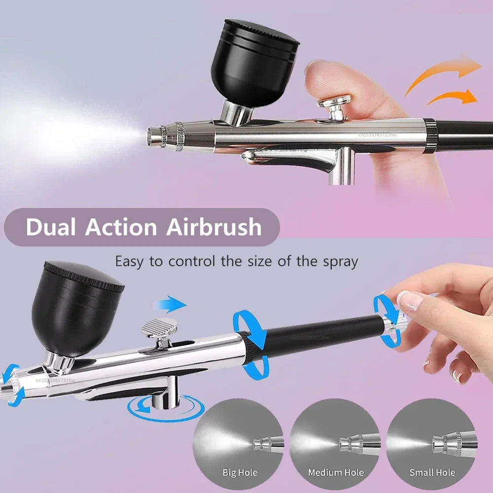 Portable Airbrush Head with 0.3mm Nozzle - Dual Action Spray Gun Adjustable Flow for Model Painting Nail Art Cake Decorating Peaceful Pleasures Health and Wellness
