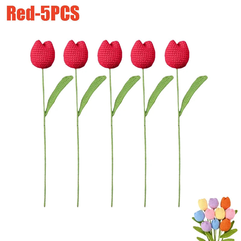 Handmade Crochet Tulip Single Stem Knitted Flower – Home Decor