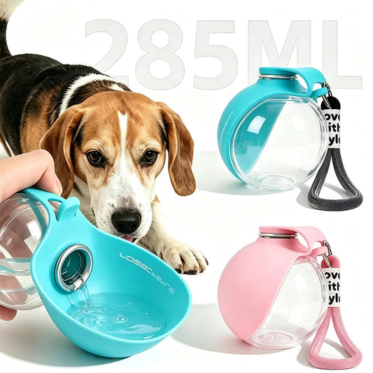 Leak Proof 2 in 1 Foldable Portable Silicone Dog Water Bottle Travel Pet Drinking Bowl with Lanyard Hook for Outside Walking Peaceful Pleasures Health and Wellness