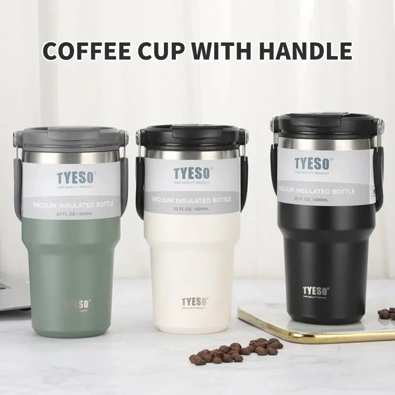 Tyeso's New Coffee Cup With Double-Layer Insulation And Cold Insulation Portable Ice Cream Cup Large Capacity Stainless Steel Peaceful Pleasures Health and Wellness