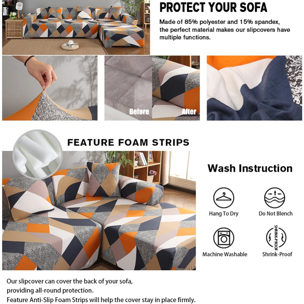 Stretch Sofa Cover Universal Printed Sofa Slipcover Loveseat Couch Cover Polyester Furniture Protector Cover with 1Pc Pillowcase Peaceful Pleasures Health and Wellness