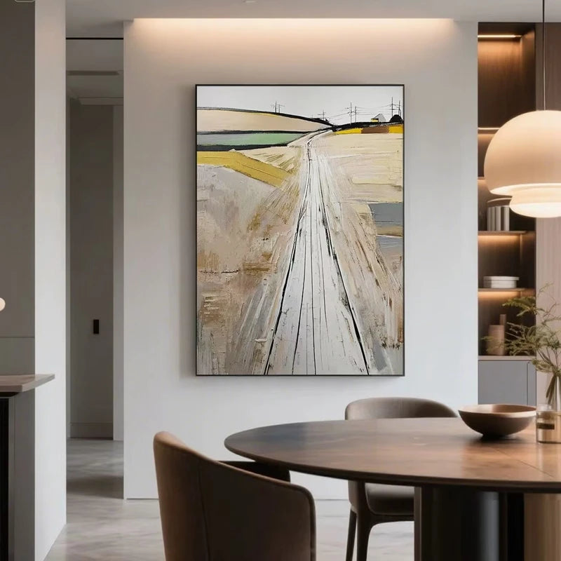 Modern Abstract Country Side Landscape Handmade Oil Painting On Canvas For Home Wall Decor Hanging Mural For Living Room Bedroom Peaceful Pleasures Health and Wellness