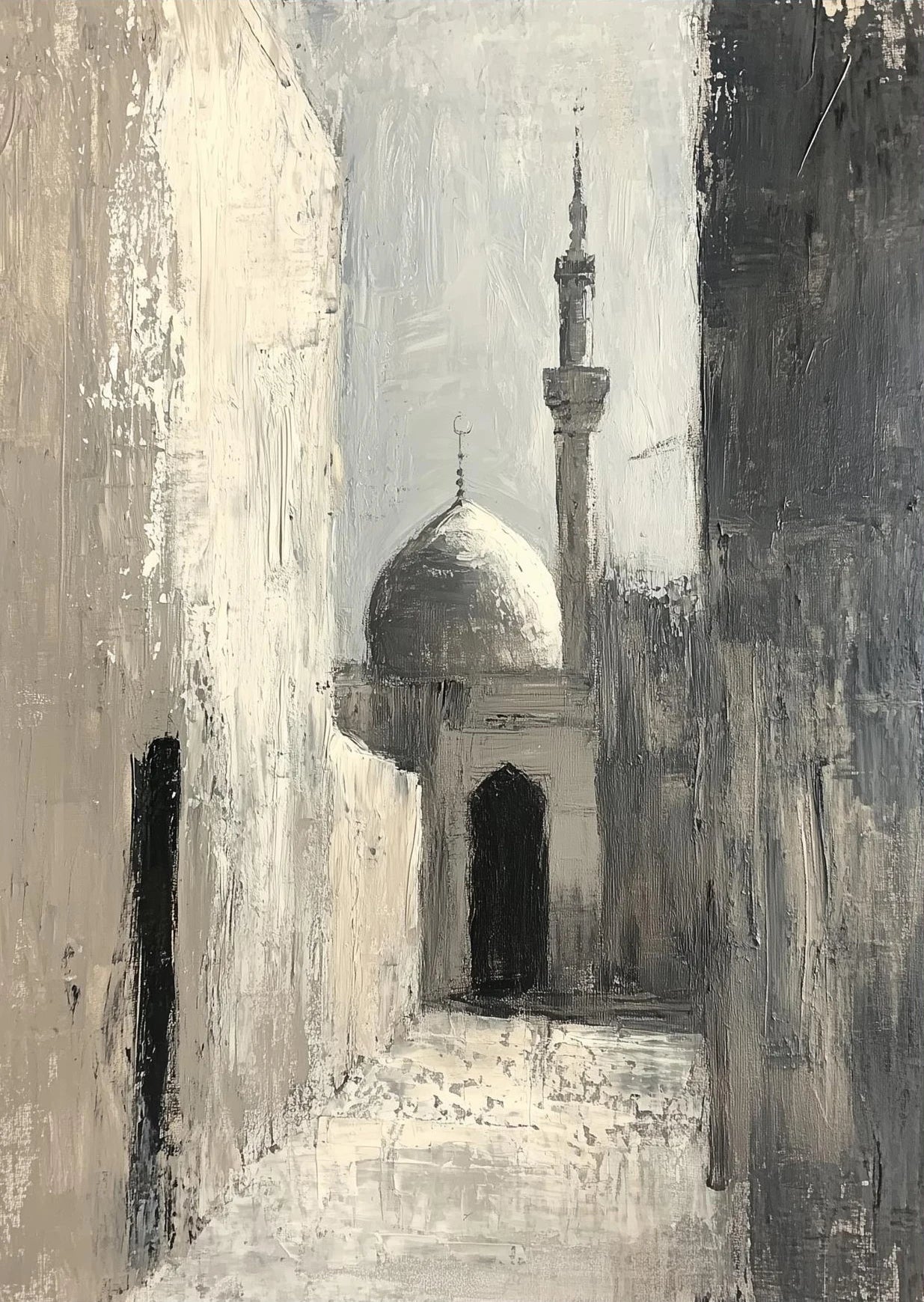 Islamic Mosque Archway Canvas Poster | Minimalist Beige Wall Art