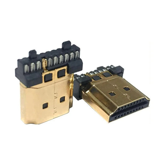 50/10pcs HDMI Male Connector Gold Plated 19 Pin Repair Plug Soldering Wire Type Connectors Use for Electronics Repair Peaceful Pleasures Health and Wellness 10PCS