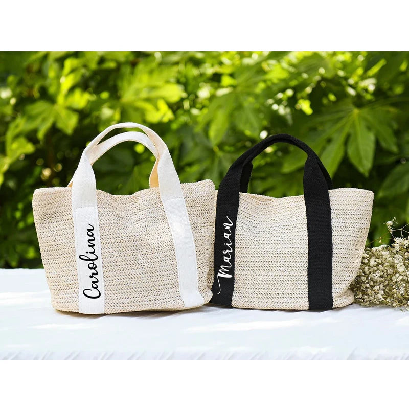 Personalized Beach Straw Tote Bag | Bridesmaid & Bachelorette Gift