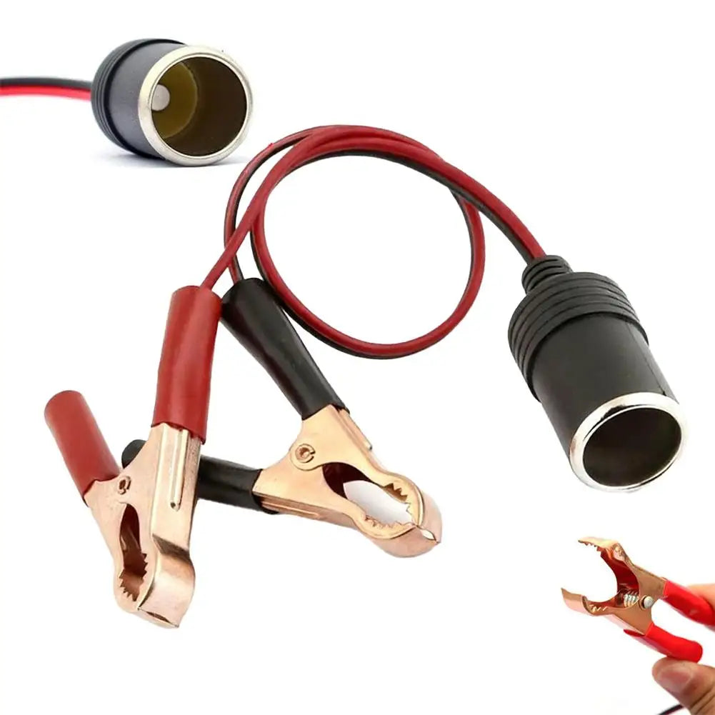 12V Battery Clip to Cigarette Lighter Socket Adapter | Pure Copper