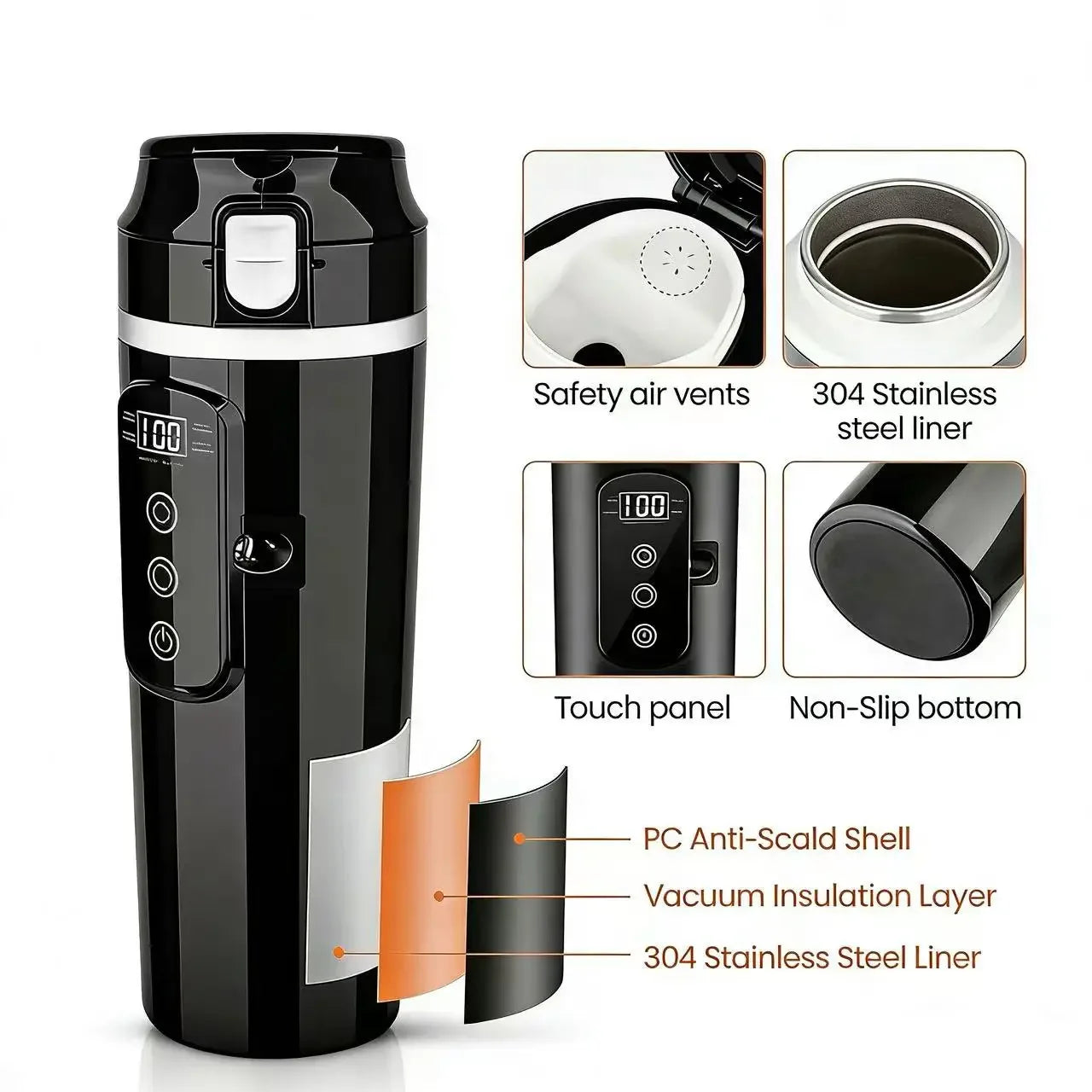 Smart Constant Temperature Car Heating Water Cup 12V 24V Universal Electric Kettle No Current Limit Vehicle Heating Cup for Car Peaceful Pleasures Health and Wellness