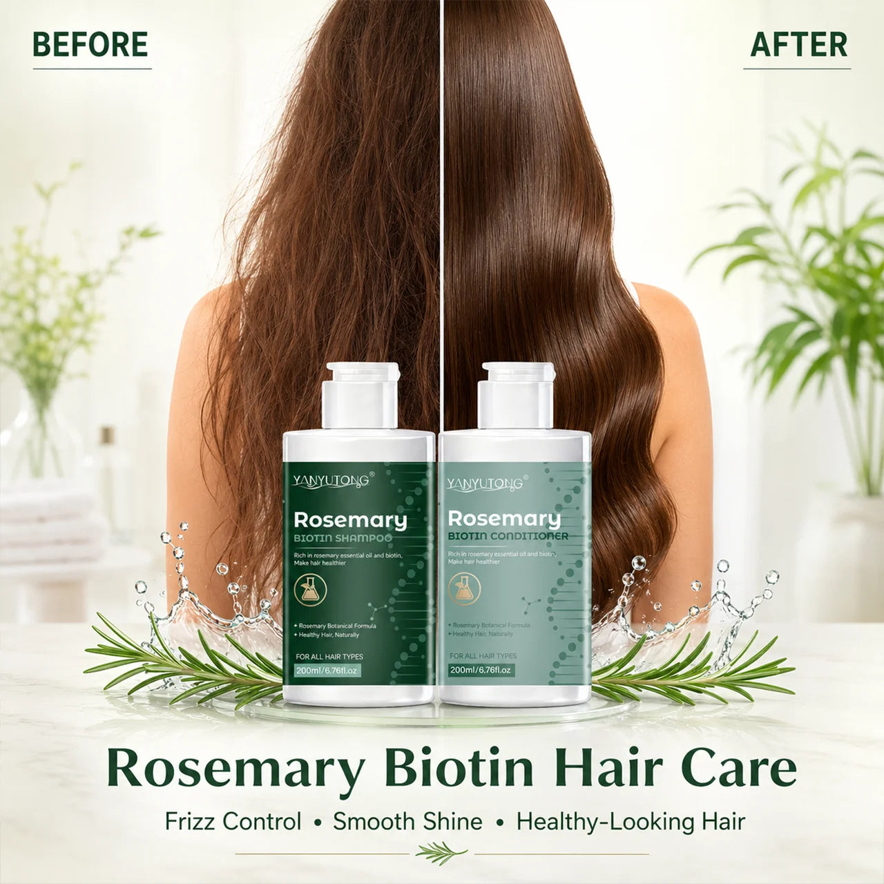 Rosemary shampoo and conditioner set – gentle cleansing, deep moisturizing, and softening effects. Peaceful Pleasures Health and Wellness