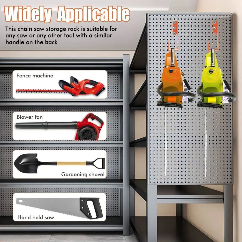 Heavy Duty Metal Chainsaw Wall Mount Hanger | Garage Storage