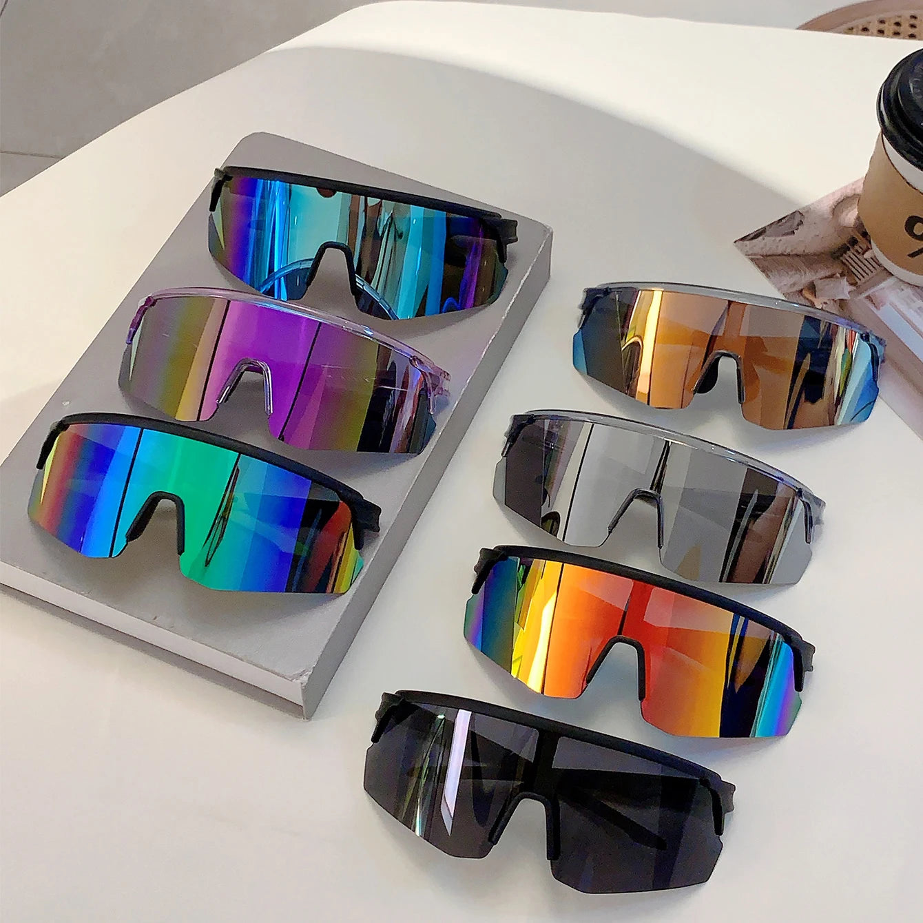 Oversized Semi-Rimless Sports Sunglasses Women Cycling Shades