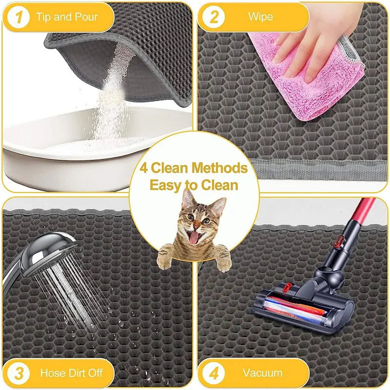 Pet Cat Litter Mat Waterproof Double Layer Cat Litter Trapping Pet Litter Box Mat Clean Pad Products For Cats Accessories Peaceful Pleasures Health and Wellness