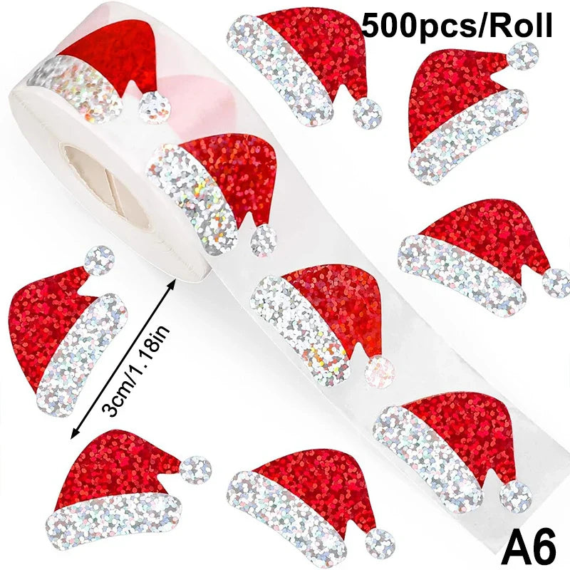 200–500pcs Christmas Stickers PVC Gift Tags & Holiday Seals
