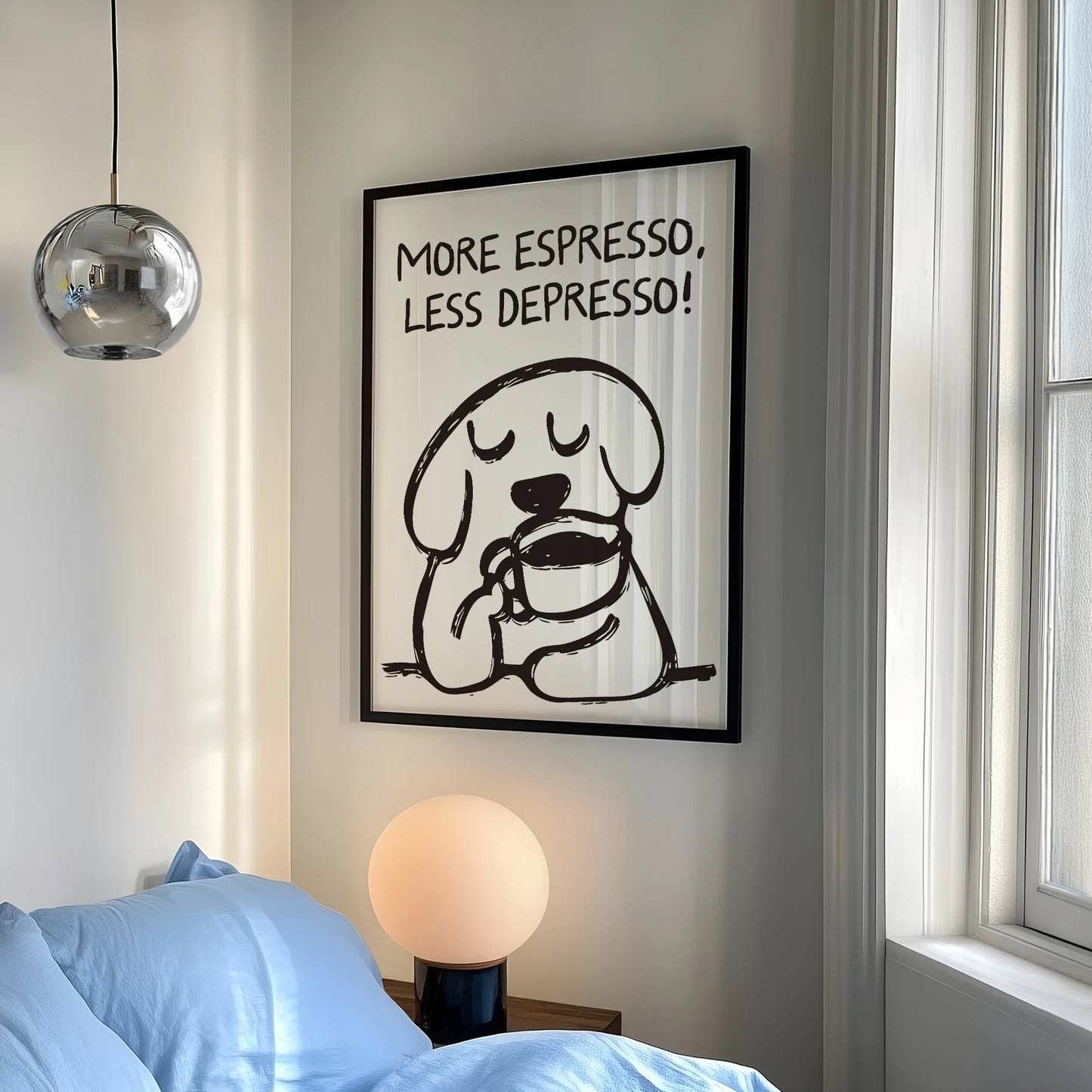 "More Espresso Less Depresso" Retro Coffee Canvas Wall Art