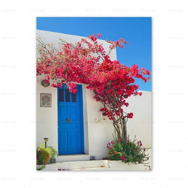 1PC Santorini Greece Island and The Aegean Sea Landscape Print Art Canvas Poster For Living Room Decoration Home Wall Framele Peaceful Pleasures Health and Wellness 4 50x70cm Unframed