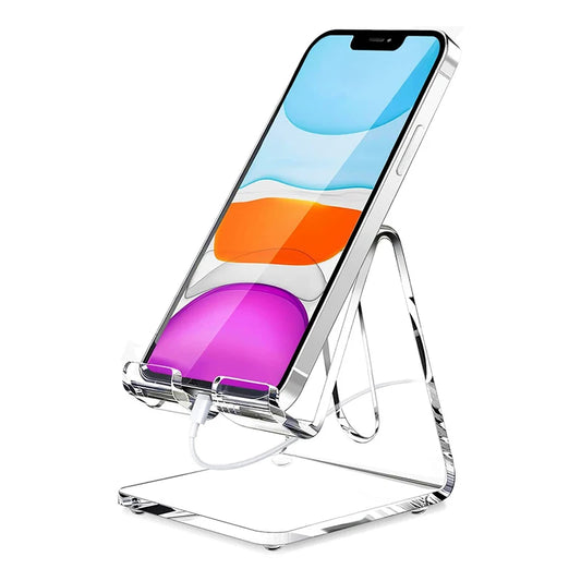 Clear Acrylic Phone Stand – Universal Desktop Holder & Desk Dock Phone Stand Peaceful Pleasures Health and Wellness