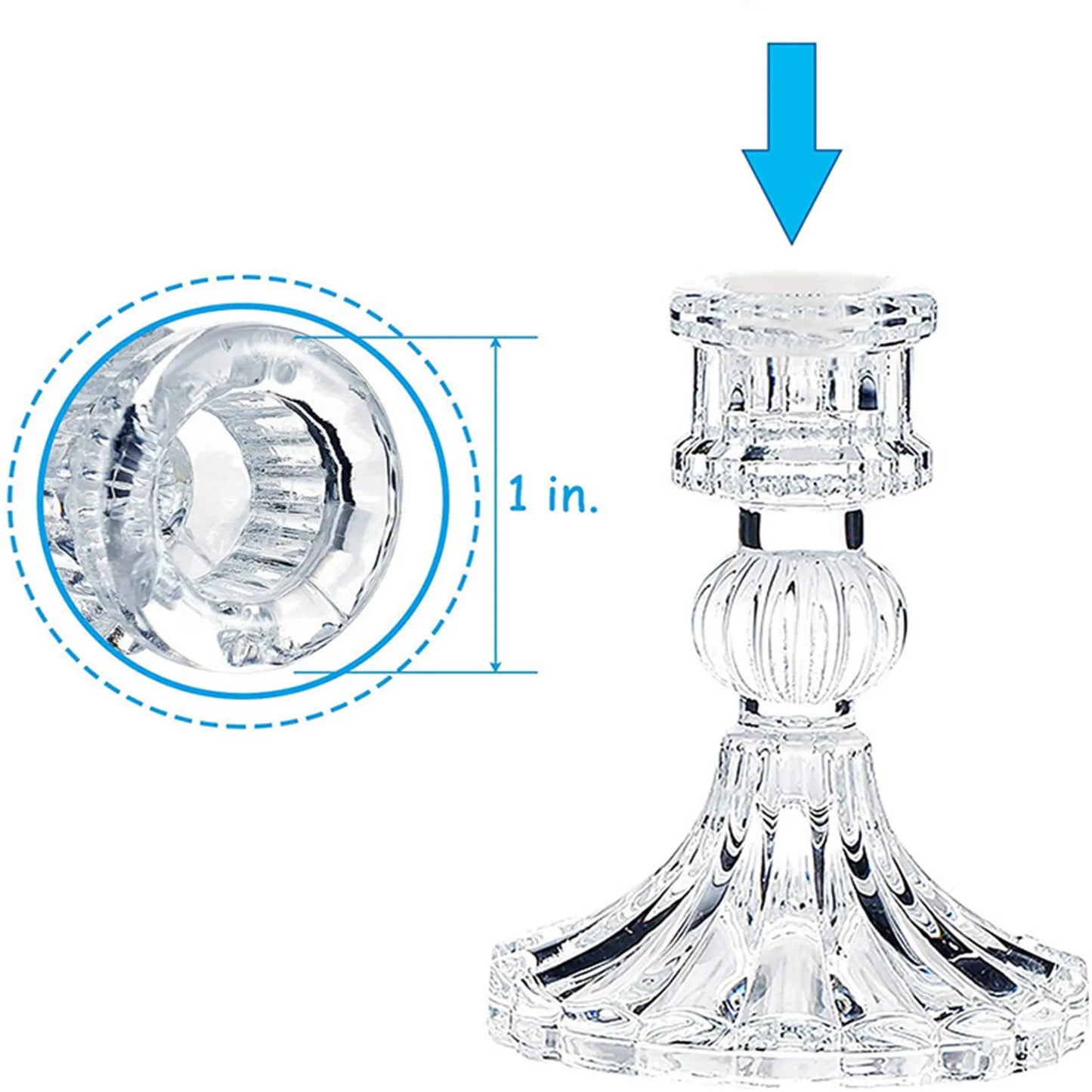 Nordic Glass Candle Holder | Taper Candlestick for Home & Wedding