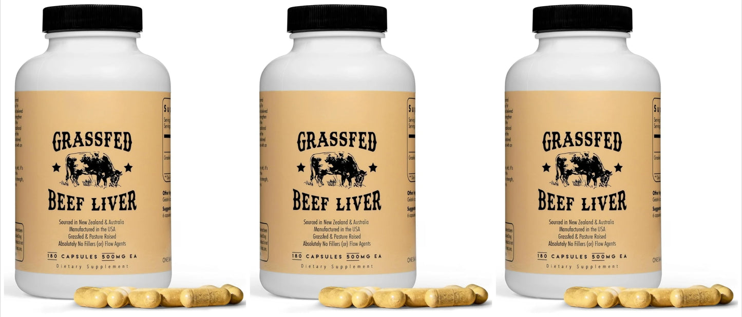 Grass Fed Beef Liver Capsules 180ct | 3000mg Per Serving