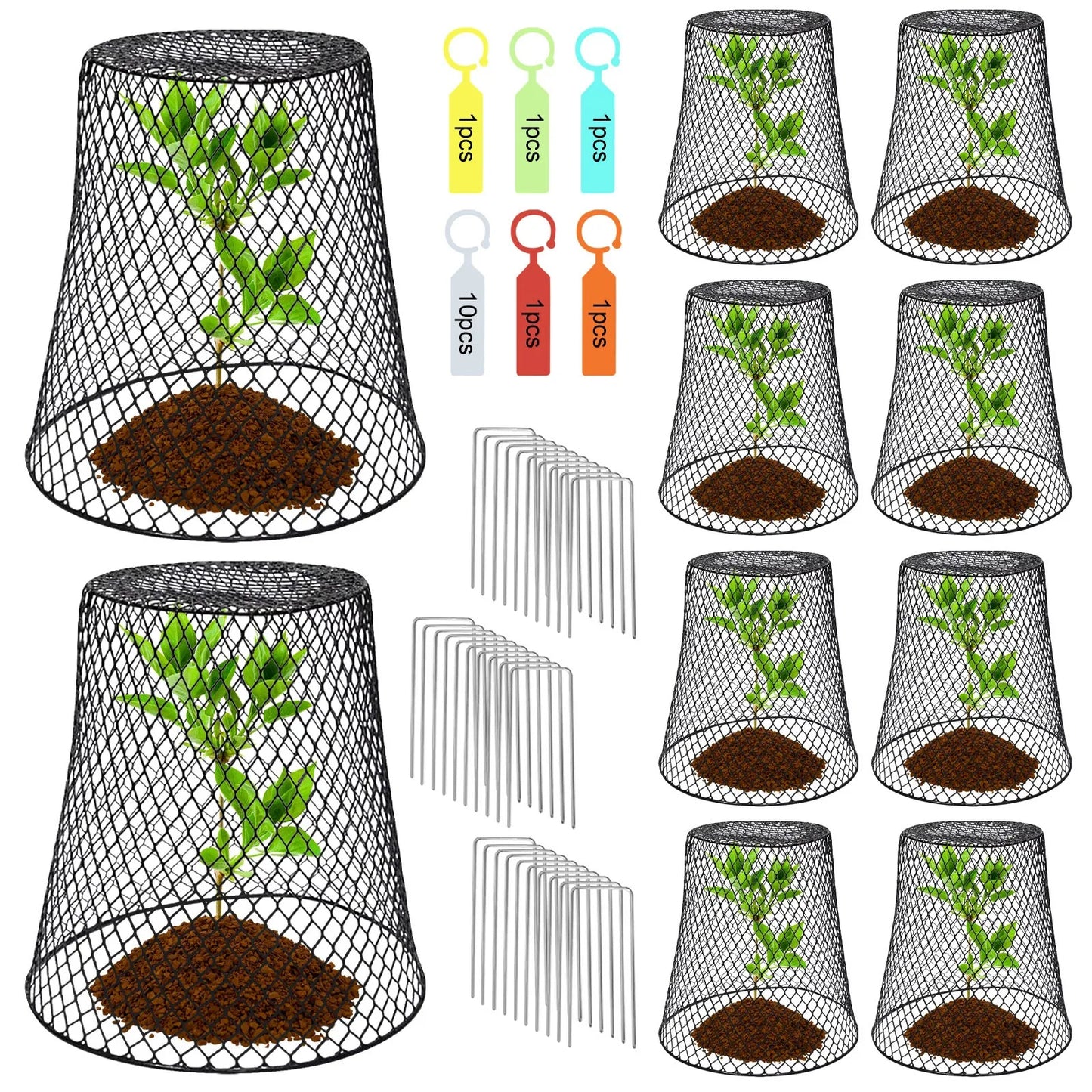 10-Pack Wire Plant Protection Cloches – Garden Pest Cages