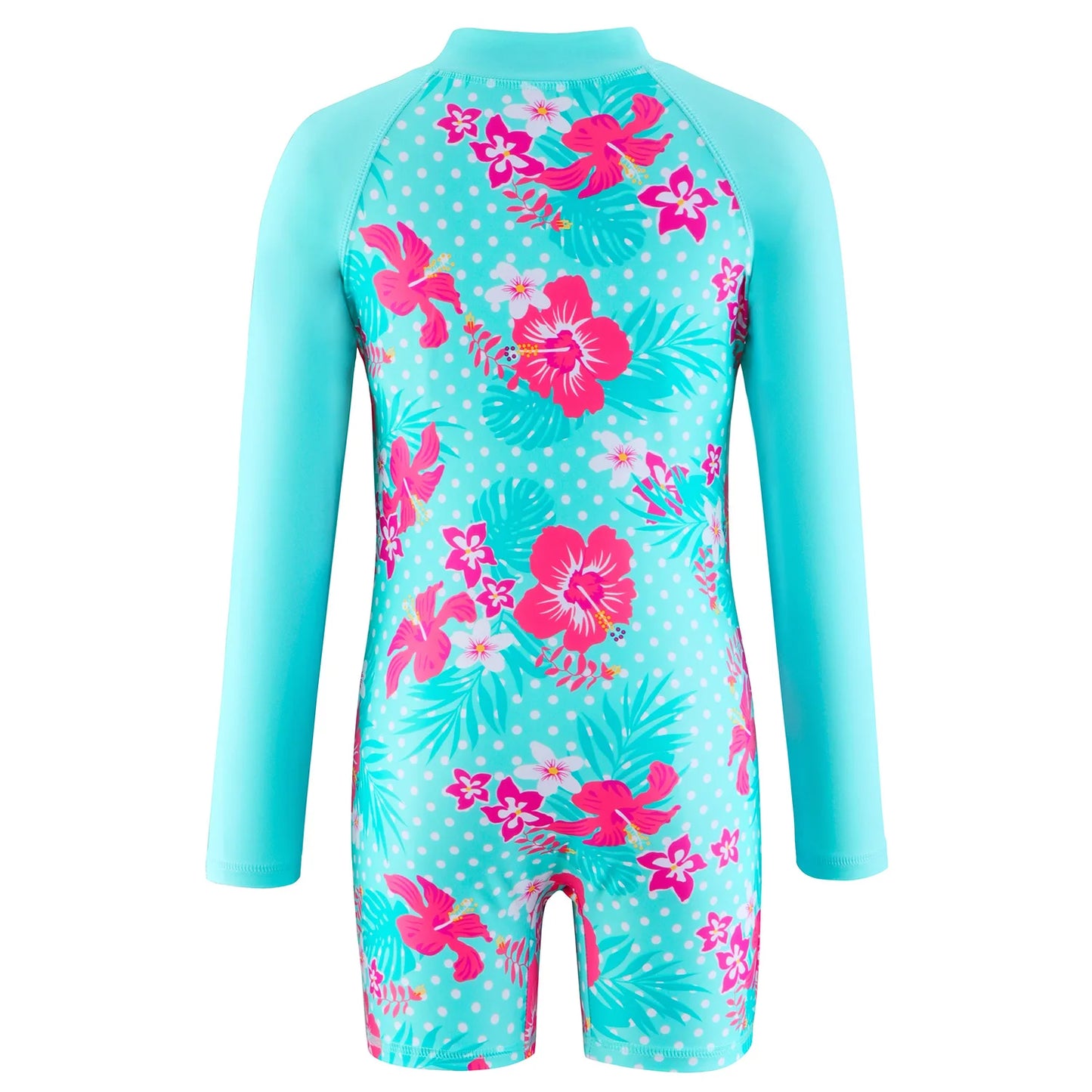 Swimsuit Children's summer mermaid girls one-piece Long Sleeve Swimming Beach Wear Kids Children Sports quick drying swimsuit Peaceful Pleasures Health and Wellness Cyan 140(7-8Y)