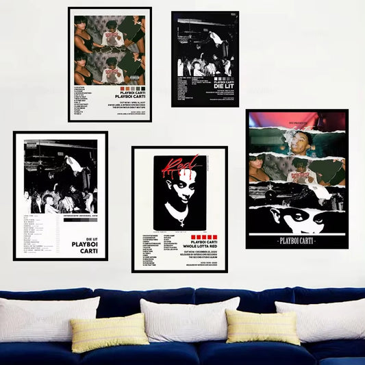 Playboi Carti Canvas Poster | Whole Lotta Red & Die Lit Wall Art Music Canvas Print Peaceful Pleasures Health and Wellness
