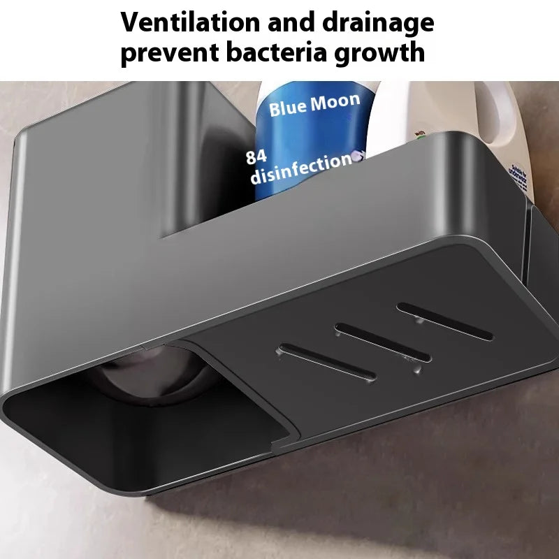 No-Drill Toilet Brush with Wall-Mounted Shelf | Bathroom Set