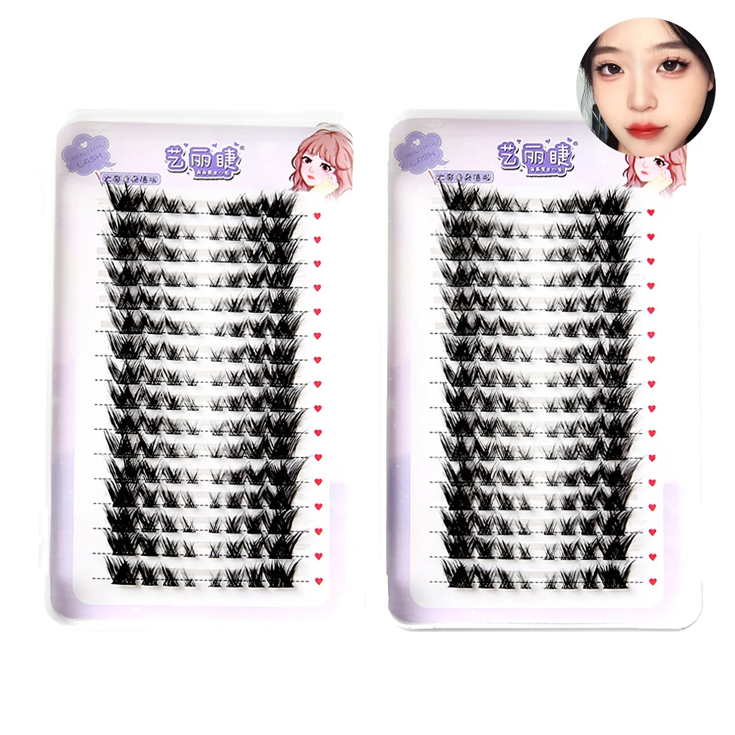 Foxes Style Cluster False Eyelashes – 32 Rows Thick Volume