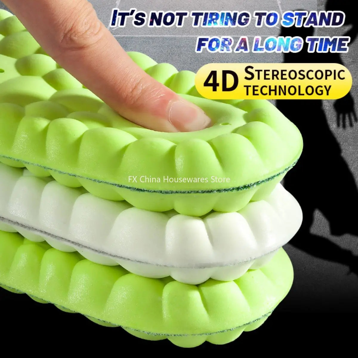 1Pair Sport Insoles PU High Stretch Shock Resistant Insoles - Antibacterial, Anti-Odor, Breathable, for Sports & Daily Use Peaceful Pleasures Health and Wellness
