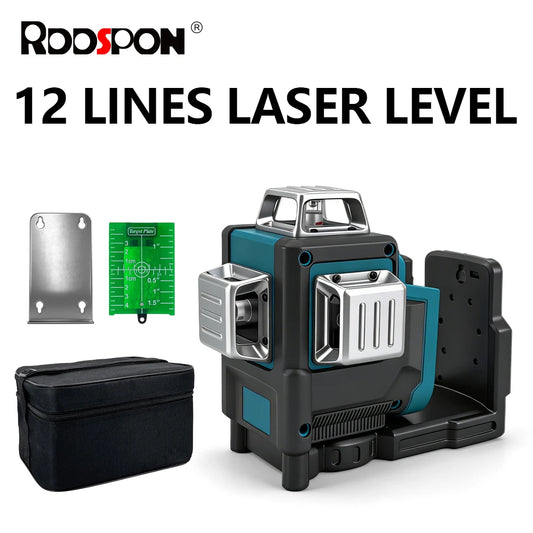 RDDSPON 12 Line All Around Green Light Laser Level 360 Degree Automatic Tools Leveling Laser for Makita Battery Pin (No Battery) Peaceful Pleasures Health and Wellness No Battery
