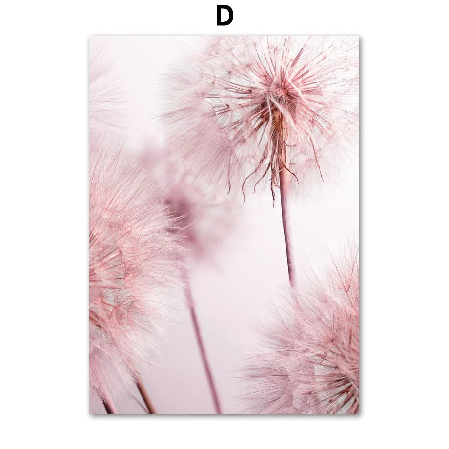 1pc frameless Canvas painting Spring Pink Rose Peony Sakura Dandelion Orchid Sparrow Car Garden Posters Flower Wall Art Canva Peaceful Pleasures Health and Wellness D 40x60cm Unframed