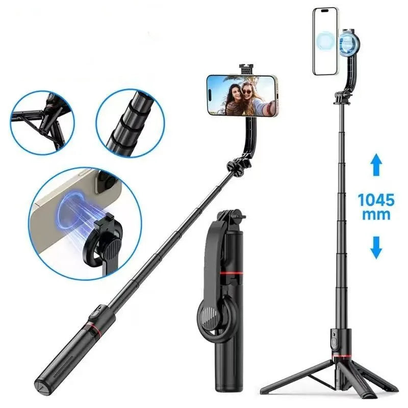 For Magsafe Tripod Magnetic Selfie Stick Portable Extendable Handle Tripod Monopod With Bluetooth Remote For iPhone 17 Android Peaceful Pleasures Health and Wellness