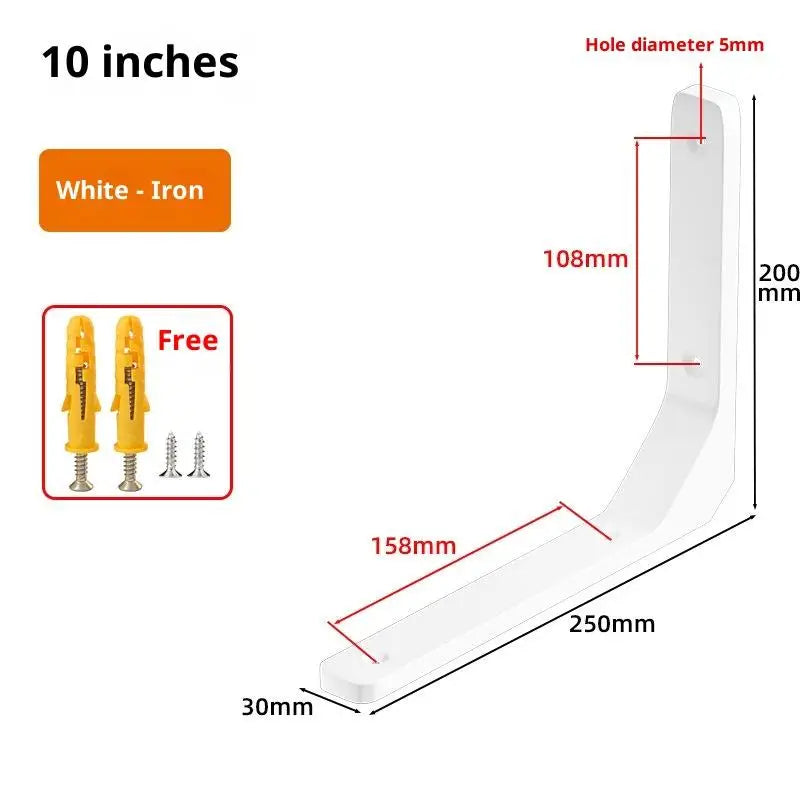 1PC Wall Mounted Shelf Angle Brackets Industrial Floating L Shelf Bracket Thick Heavy Duty Peaceful Pleasures Health and Wellness 1pc White 250X200MM