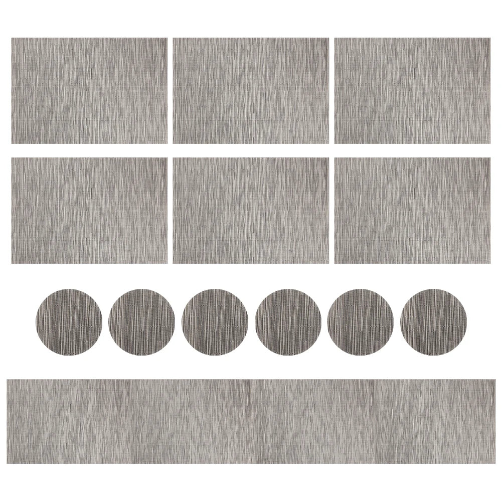 12/13pc Set Placemats Table Place Mats with Coasters Premium Heat Resistant Washable Tableware Christmas Dining Table Mats Peaceful Pleasures Health and Wellness 13pcs Sliver Gray 1 Set