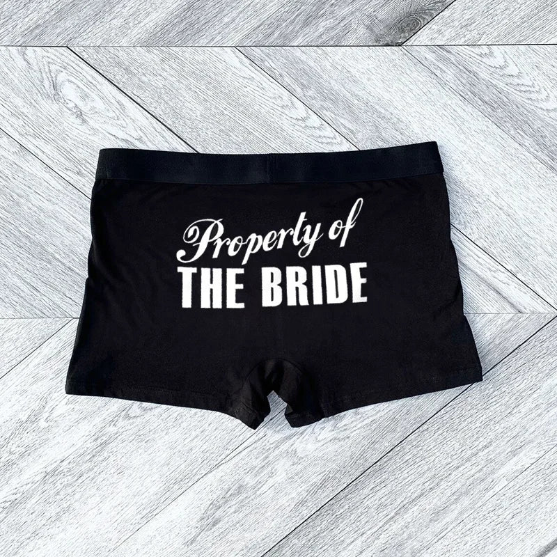 Property of The Bride Boxer Briefs | Funny Groom Gift Novelty Boxer Briefs Peaceful Pleasures Health and Wellness Boxer waistline 68cm
