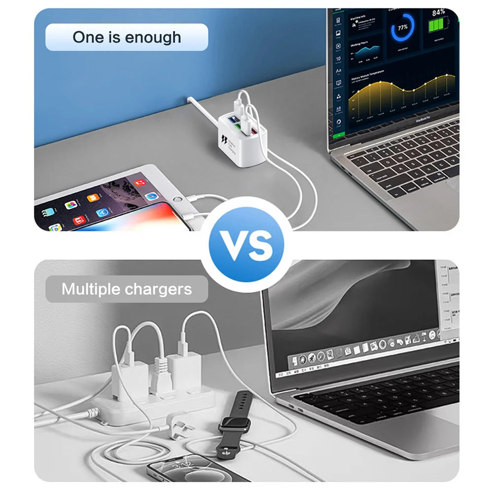 6-Port USB Fast Charger Power Strip | EU & US Plug, 15W