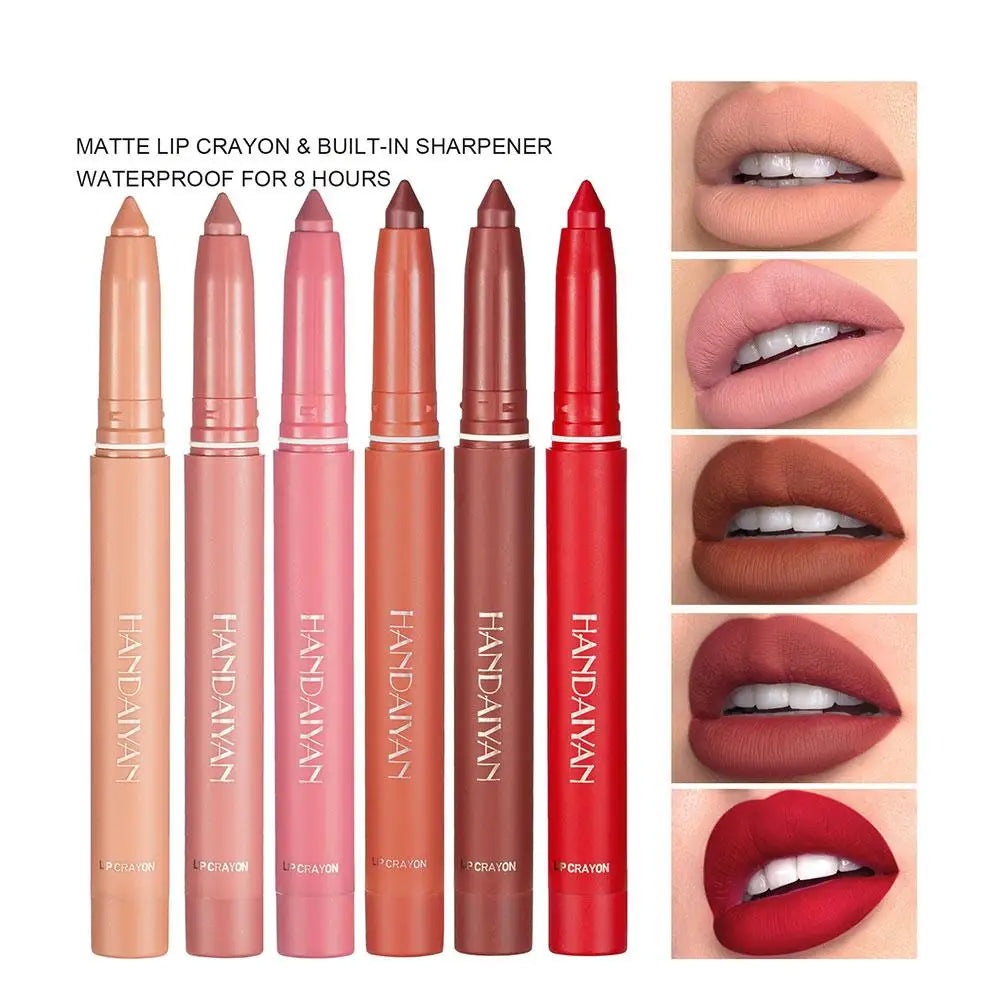 Waterproof Matte Lip Liner Crayon with Built-In Sharpener – Long-Lasting Velvet Lip Pencil (12 Shades) Peaceful Pleasures Health and Wellness