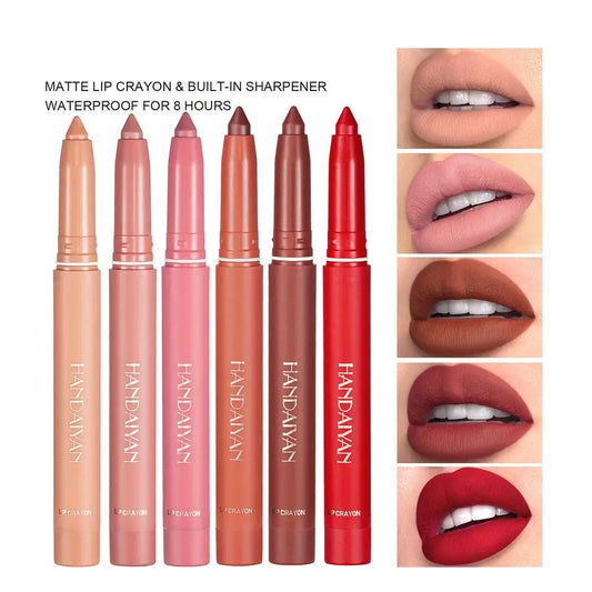 Waterproof Matte Lip Liner Crayon with Built-In Sharpener – Long-Lasting Velvet Lip Pencil (12 Shades) Peaceful Pleasures Health and Wellness