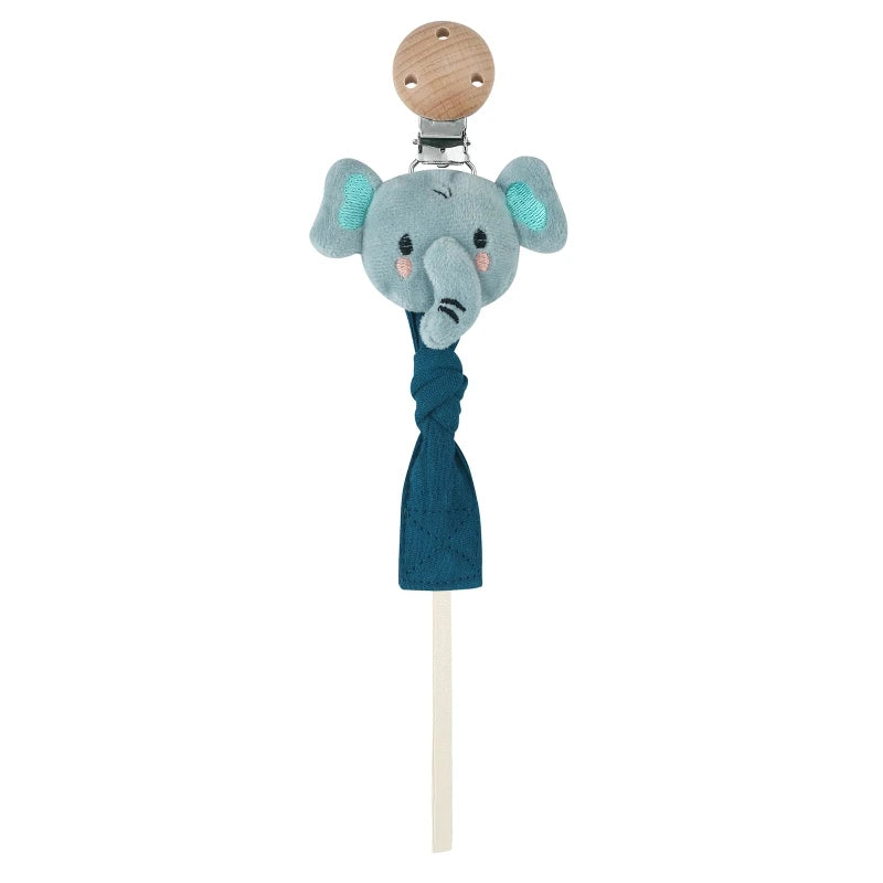 Baby Pacifier Chain Clip | Plush Animal Doll & Wooden Teether