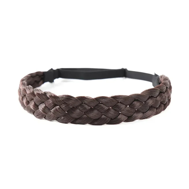 3pcs Elastic Hair Bands For Women and Girls, 3.5cm Wide Synthetic Wig, Stretch Bohemian Plait Braids Headbands, Hair Accessories Peaceful Pleasures Health and Wellness DarkBrowm